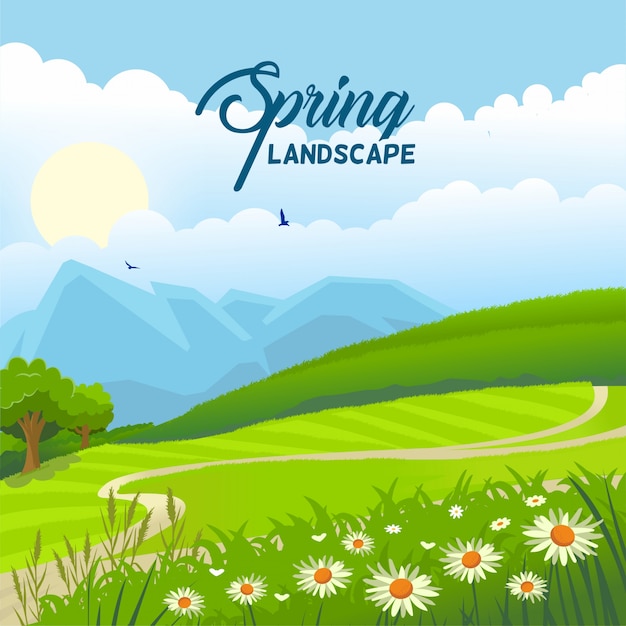 Vector spring landscape background