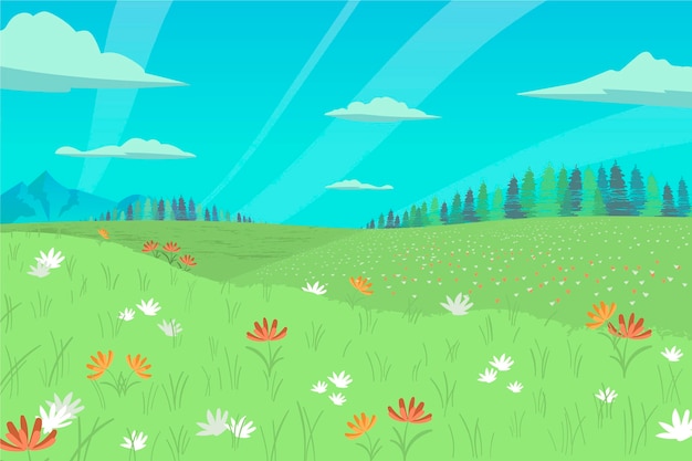 Vector spring landscape scene