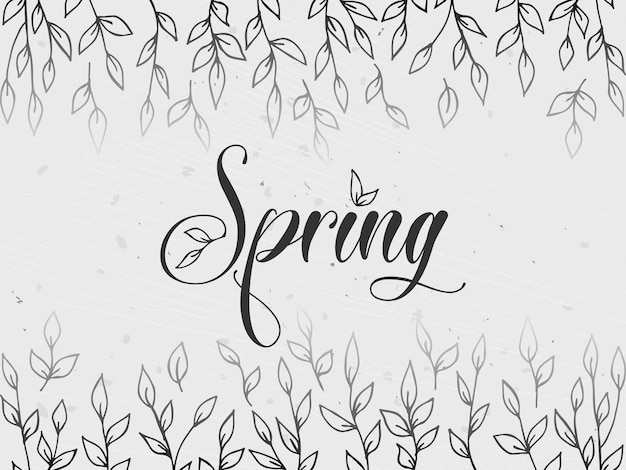 Spring lettering Vector illustration with texture on a gray background