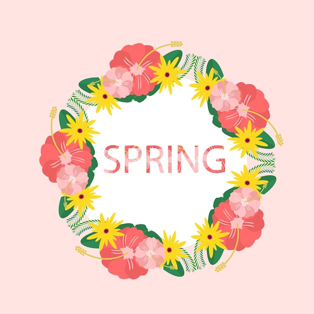 Spring logo with flower and leaves.