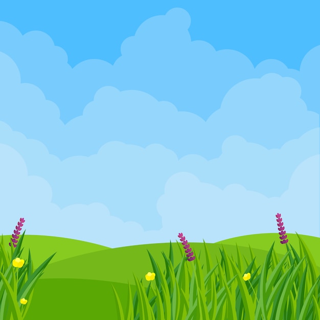 Spring meadow flowers in flat design illustration