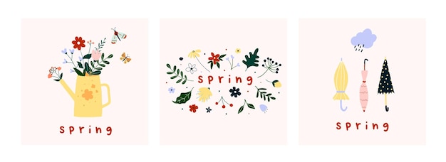 Spring mood greeting card template.