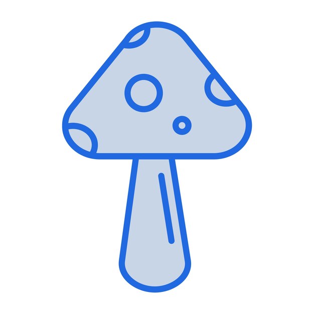 春のキノコの青い色のイラスト