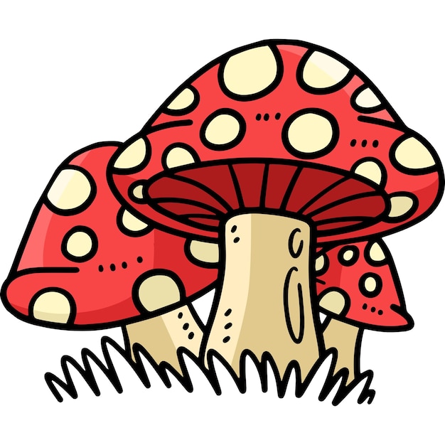 Spring Mushroom Cartoon Colored Clipart