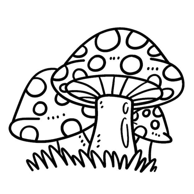 Spring Mushroom Isolated Coloring Page for Kids