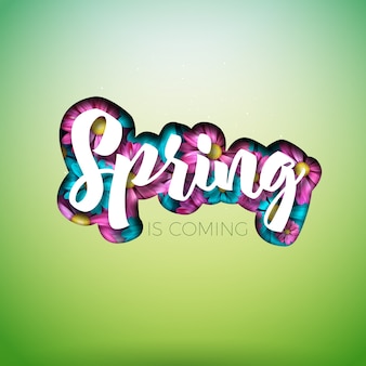 Disegno di natura primavera con bel fiore colorato su sfondo pulito