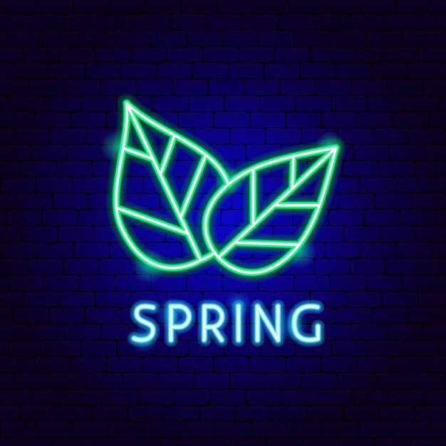 Spring neon label. vector illustration of nature promotion.