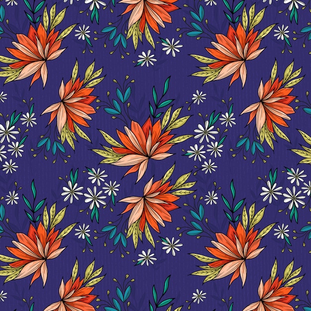 Spring night flowers pattern