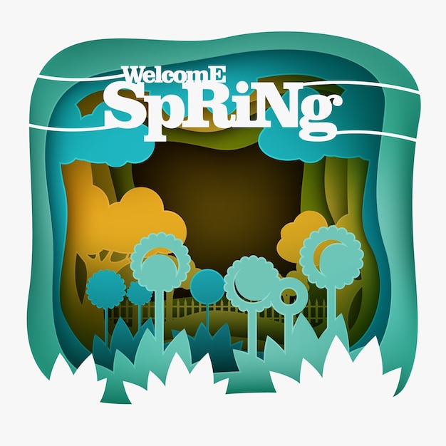 Spring in paper layers concept