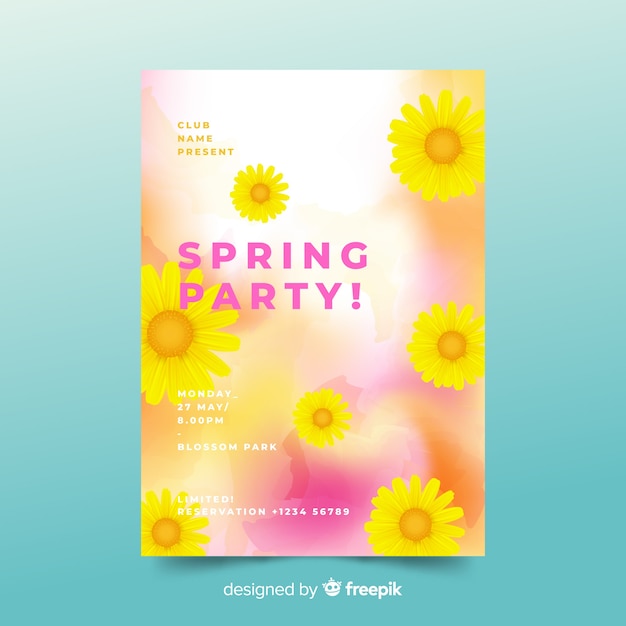 Vector spring party flyer