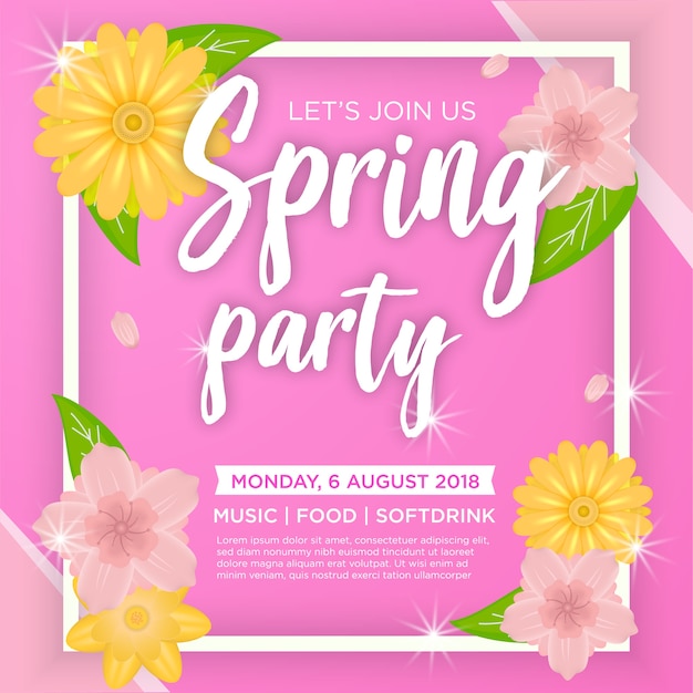 Vector spring party poster template