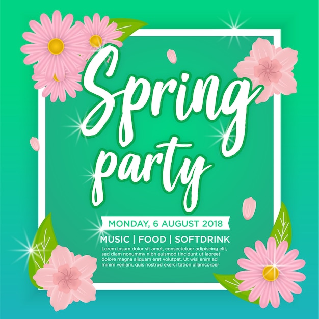 Vector spring party poster template