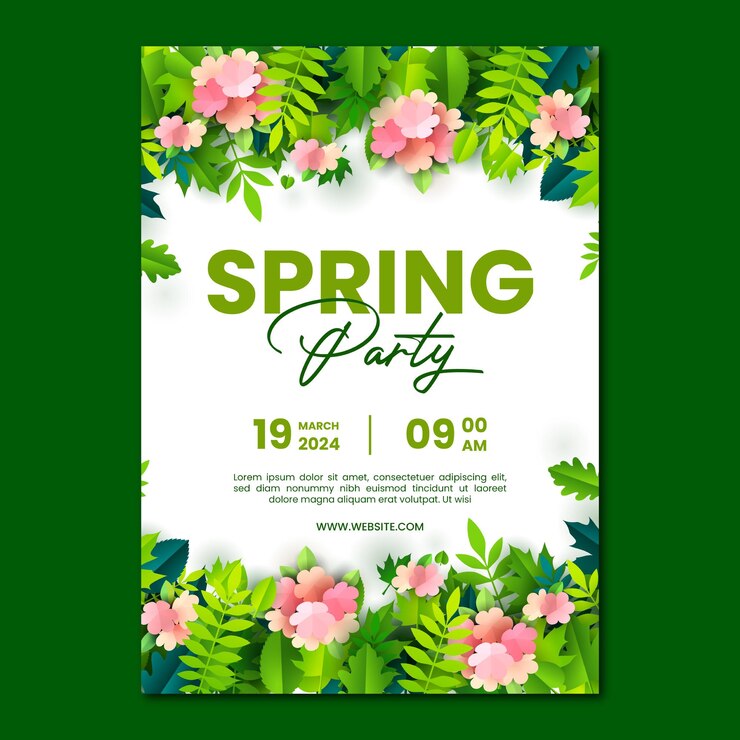 Vector spring party poster vector template