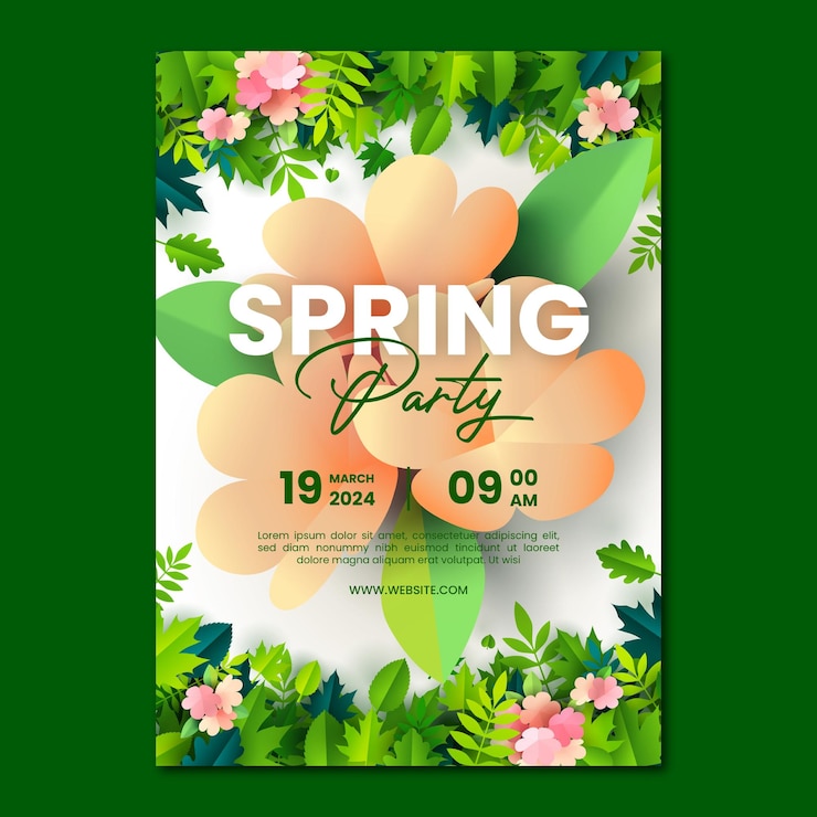 Vector spring party poster vector template