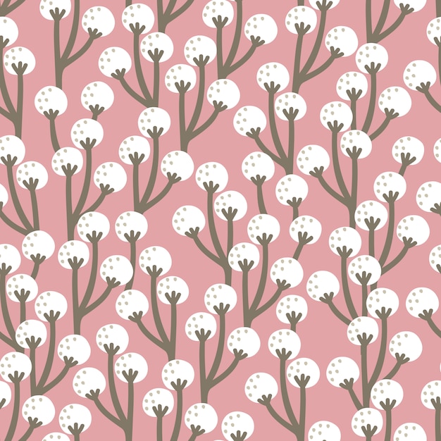 Spring pattern with cute flowers on pink background.