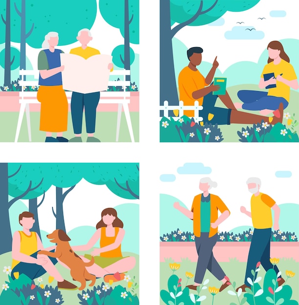 Vettore illustrazione di un picnic primaverile