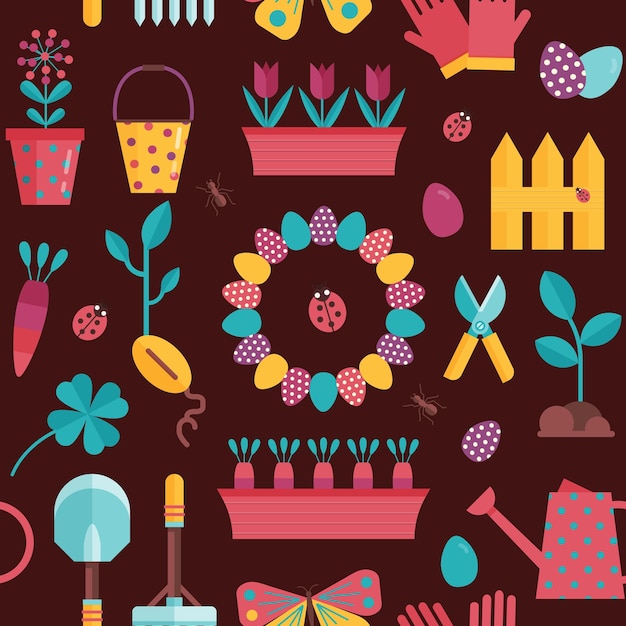 Spring Planting Seamless Pattern