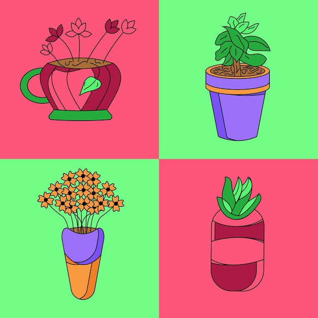 Vector spring plants illustration