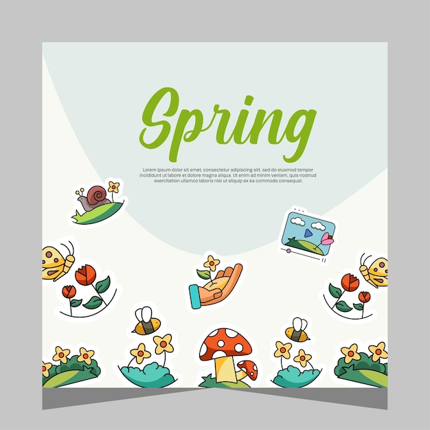 Spring post instagram template vector design