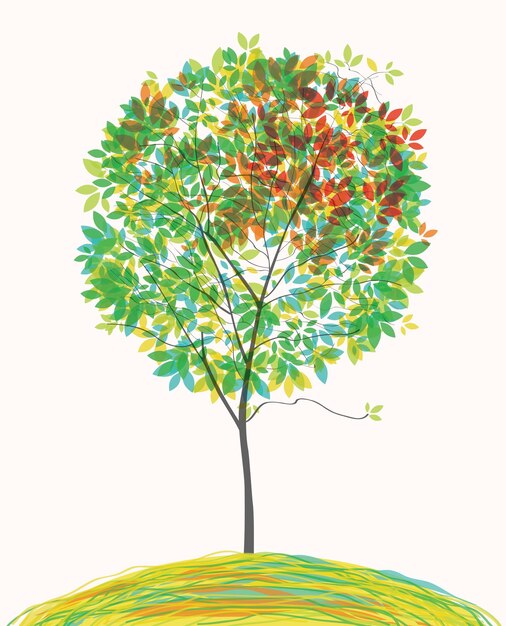 Vector spring poster with tree