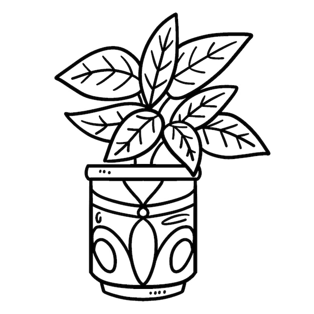 Spring Potted Flowers Isolated Coloring Page