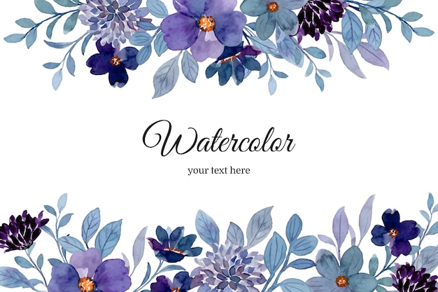 Spring purple blue flower background with watercolor