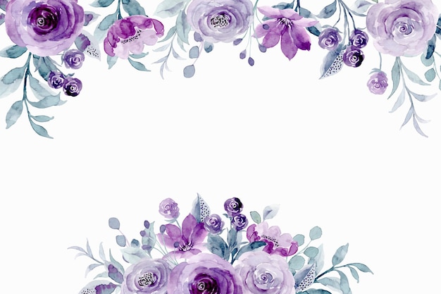 Spring purple floral background with watercolor