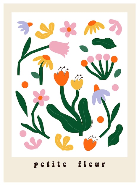 Premium Vector | Spring retro card with flowers