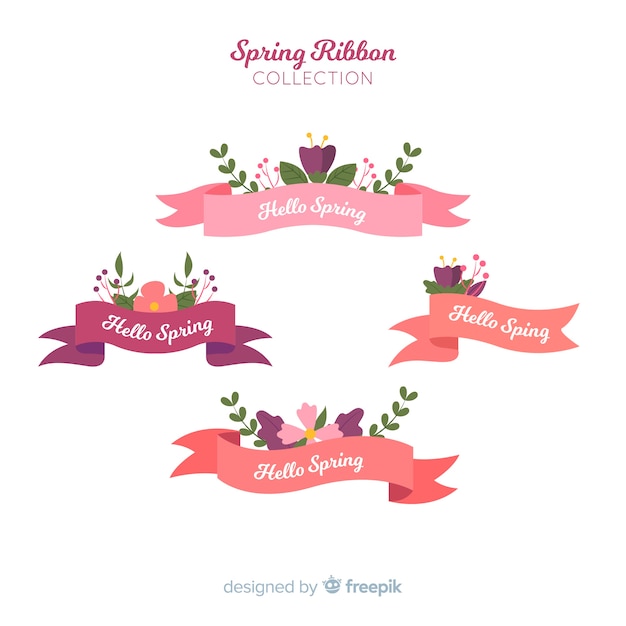 Vector spring ribbon collection