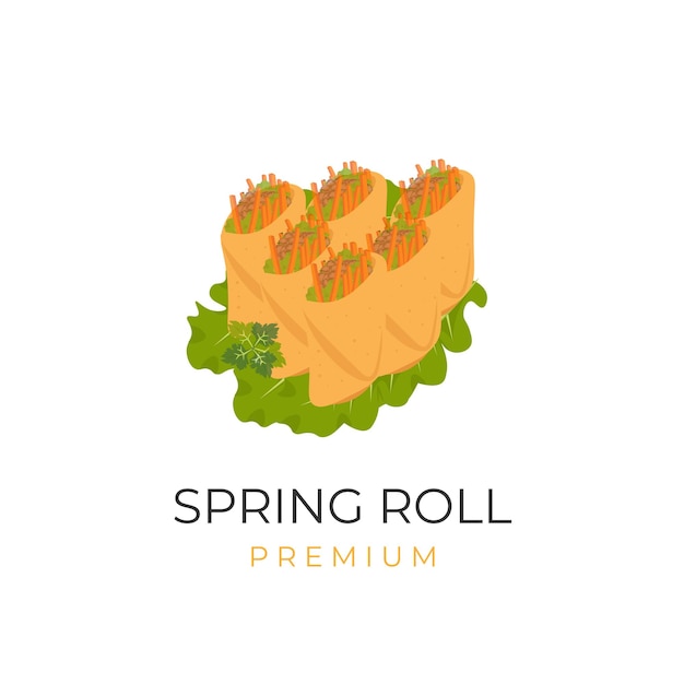 Spring roll vector illustration logo lumpia con delizioso ripieno di verdure e pronto a servire