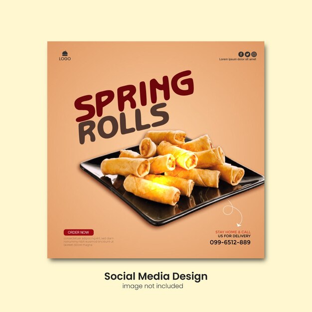 Весенняя еда в роликах Социальные медиа Пост-дизайн