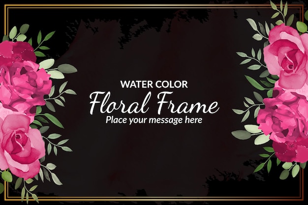 Spring rose's floral frame background with watercolor Free Vector