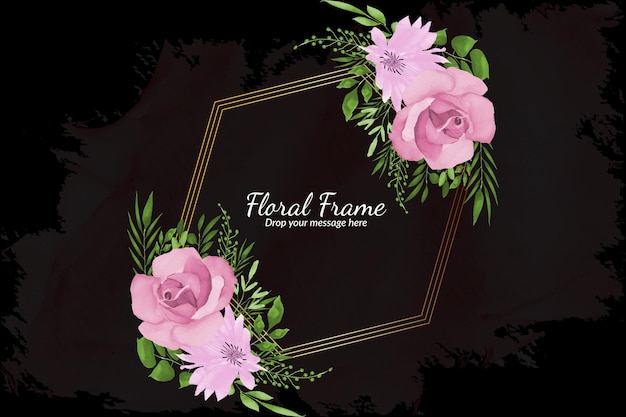 Spring rose's floral frame background with watercolor free vector