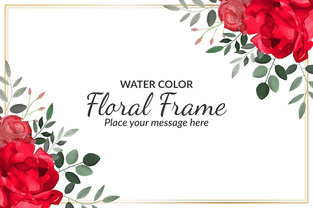 Spring roses floral frame background with watercolor free vector