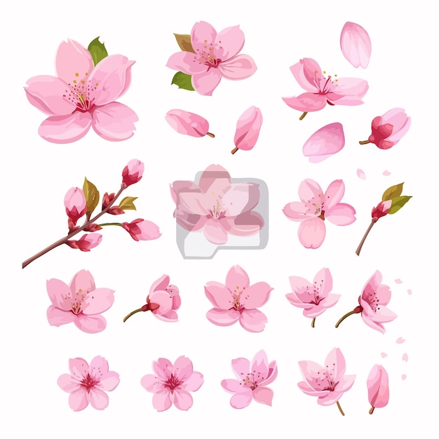 Vector spring_sakura_cherry_blooming_flowers_pink_petals