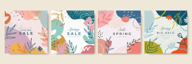 Spring sale banner background template with colorful flowerCan be use social media card voucher wallpaper flyers invitation posters brochure