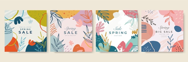 Spring sale banner background template with colorful flowercan be use social media card voucher wallpaper flyers invitation posters brochure