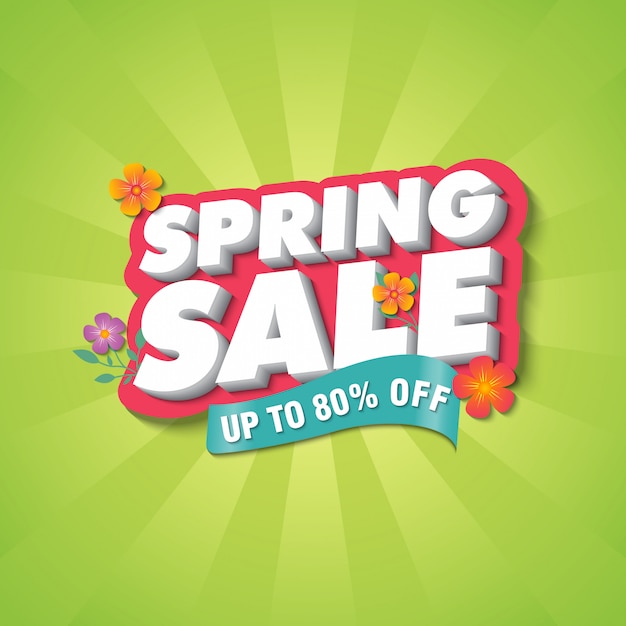 Spring sale banner design template