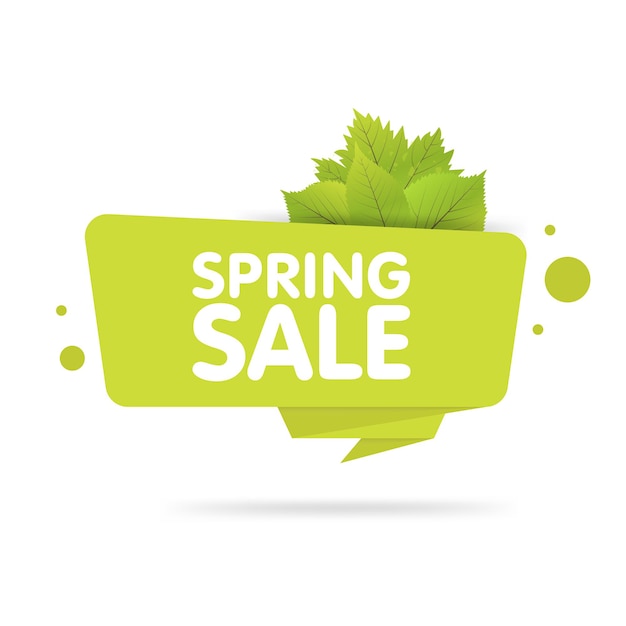 Spring sale banner. origami style paper design. vector