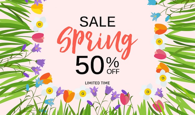 Vector spring sale banner template