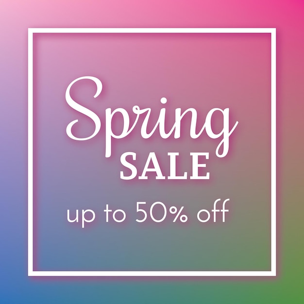 Spring sale banner and up to 50 off sign on colorful background Vector illustration