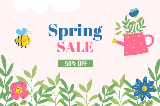 Spring sale banner Vector illustration