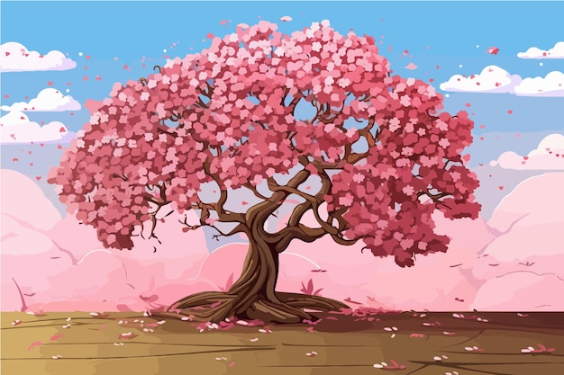 Spring sale banner with cherry blossom background