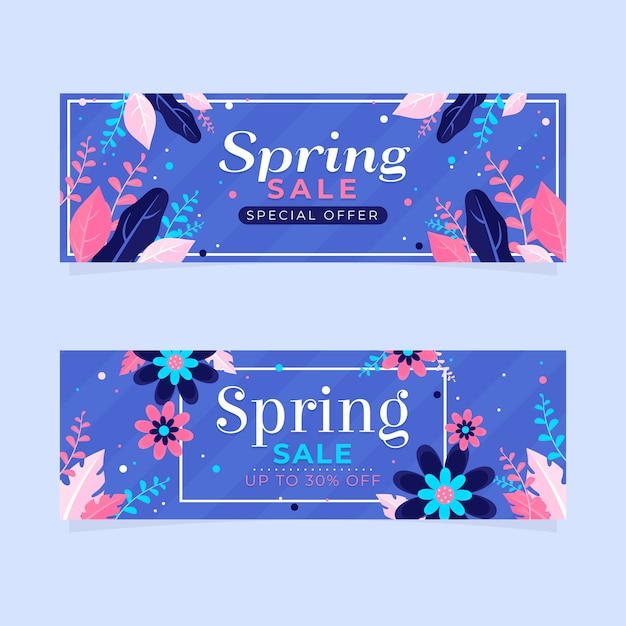 Spring sale banners with discount