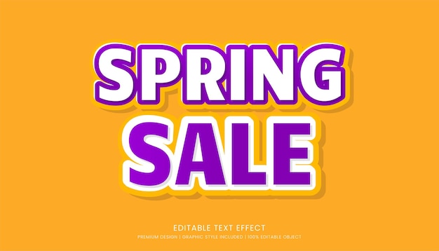 Vector spring sale editable 3d text effect template bold typography and abstract style