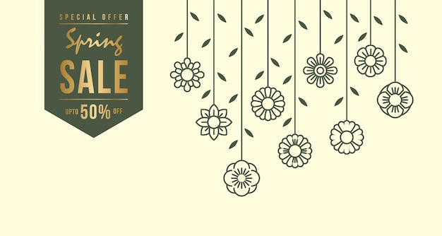 Spring sale flat background banner