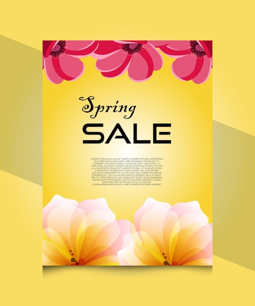 Vector spring sale flower flyer design template