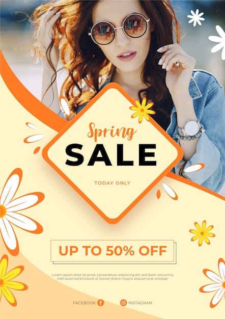 Vector spring sale flyer template