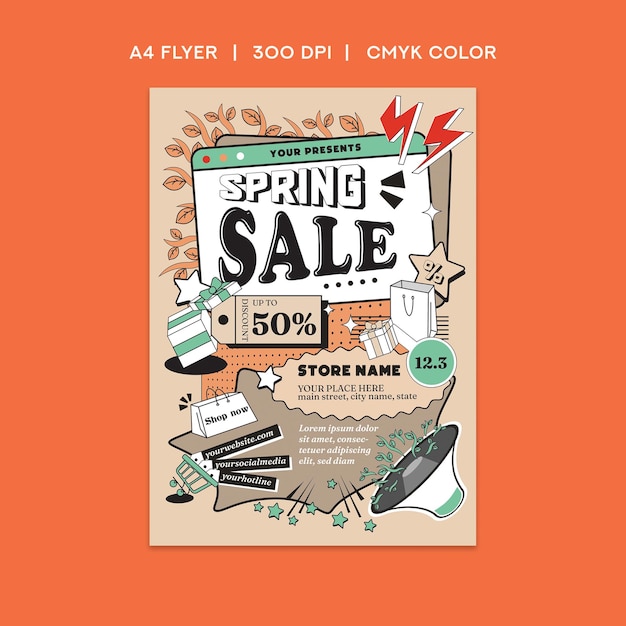 Vector spring sale flyer