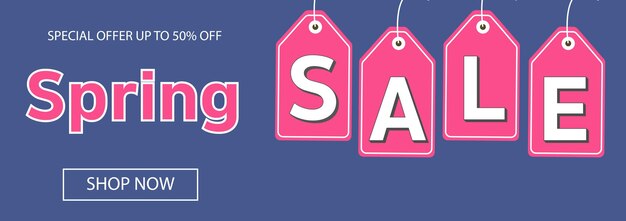 Spring Sale Header or Banner Design with 50 Discount Offer For template bannersflyer